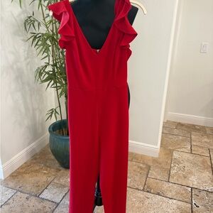 Francesca's Collections Vibrant Red Ruffled Jumpsuit